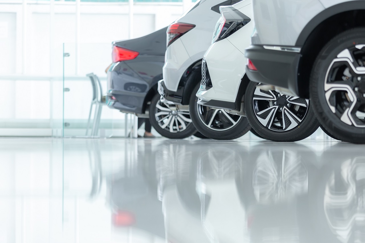 Close up of an epoxy floor for car parking