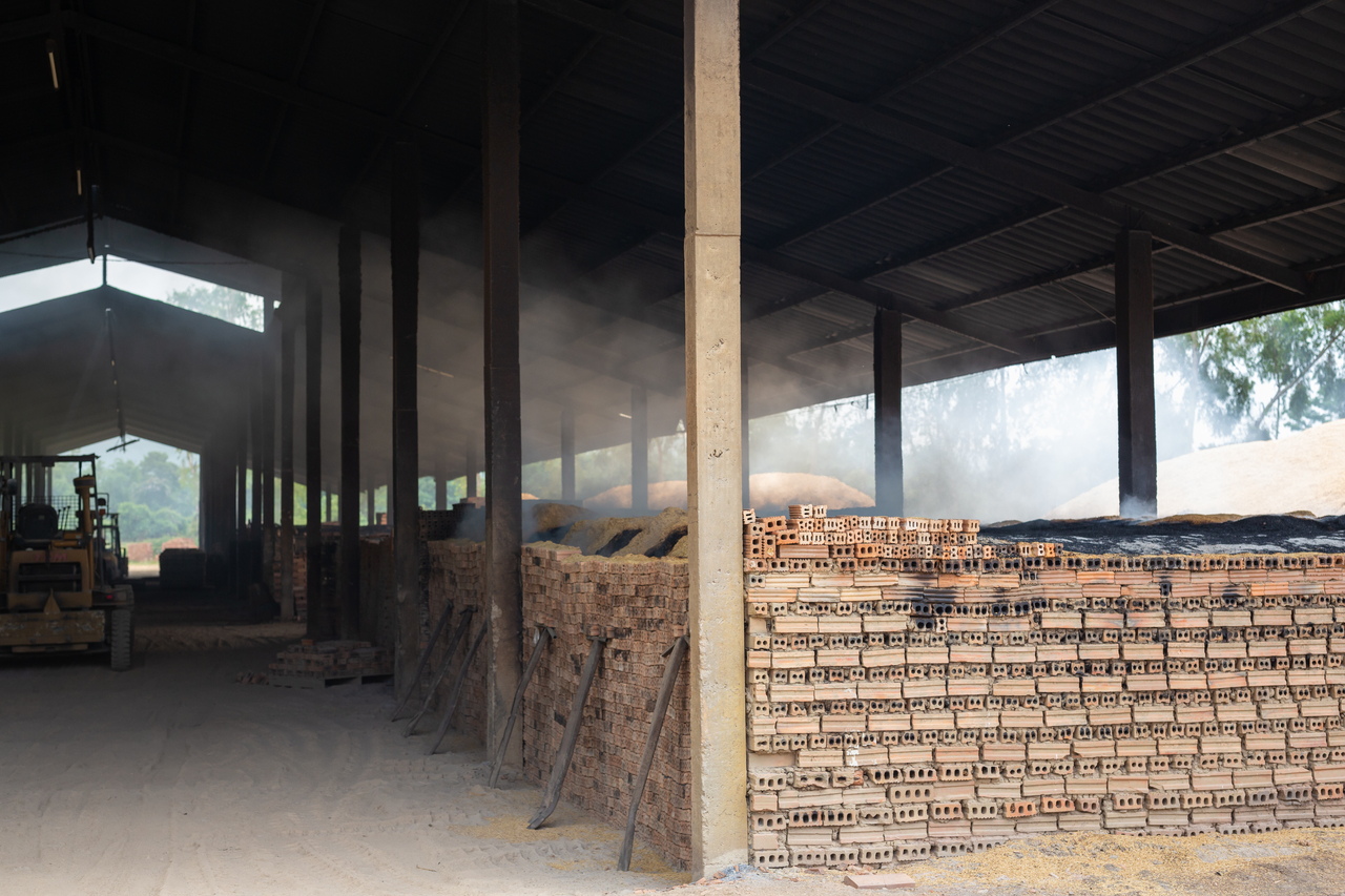 A dusty brick factory