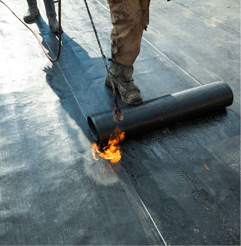Torch applied bituminous waterproofing membrane installation