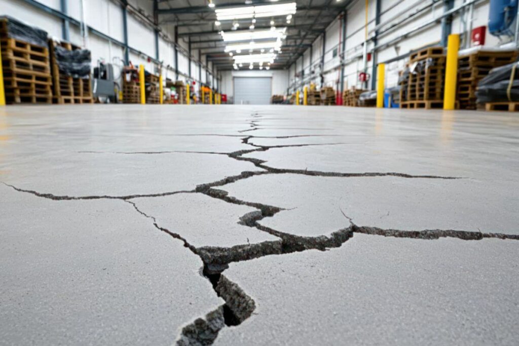 Industrial floor cracking under heavy machinery