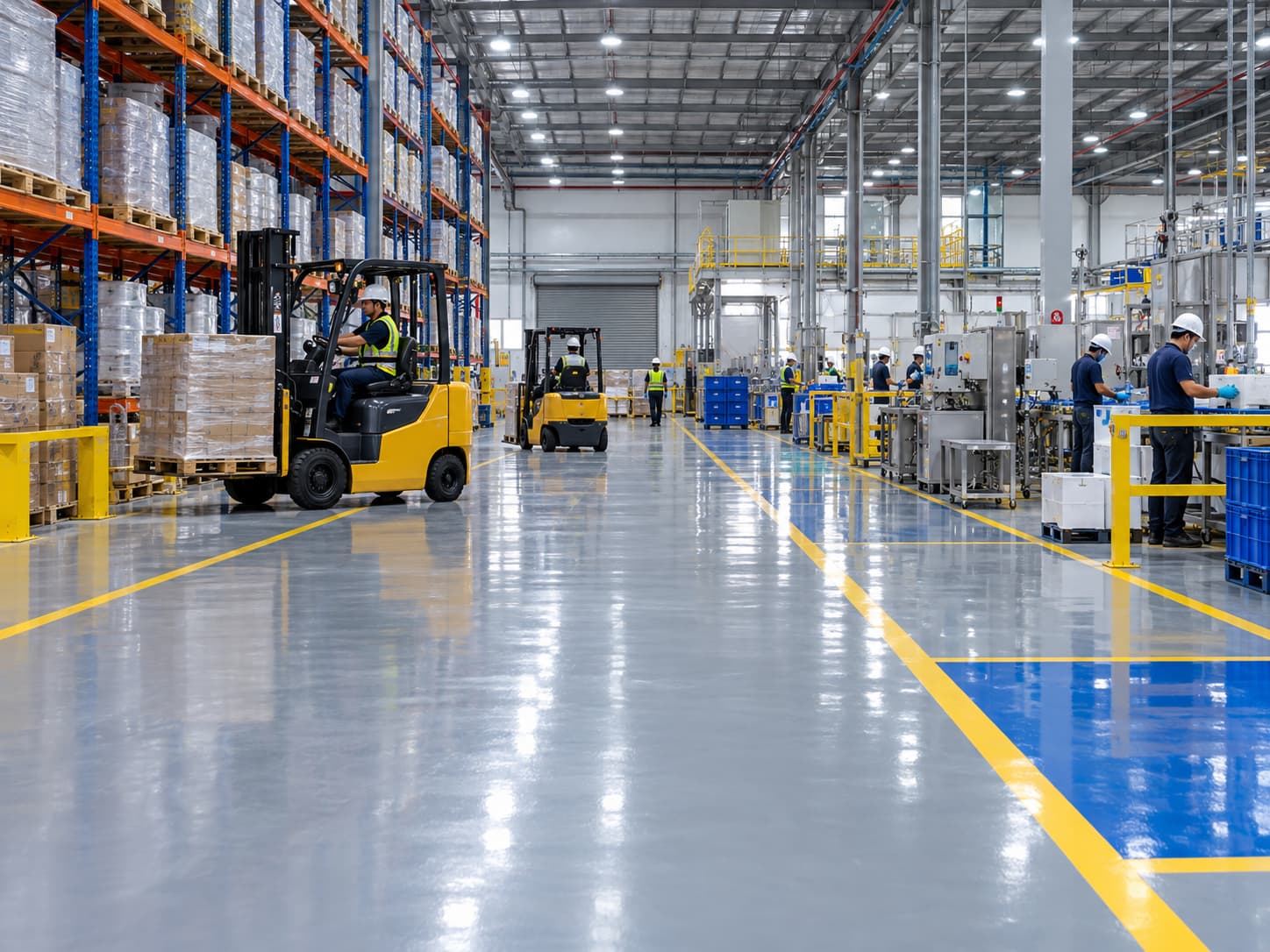 Professionally installed epoxy resin floor in a clean Philippine industrial facility
